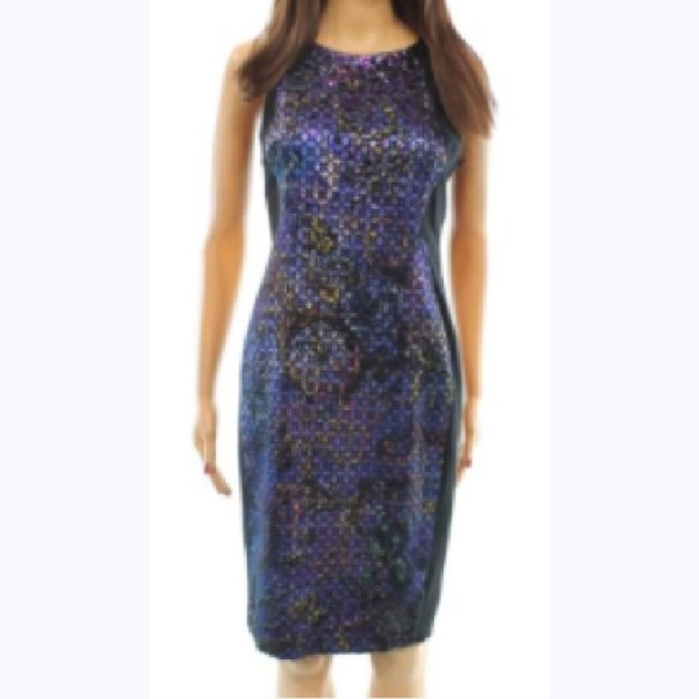 Adrianna Papell NEW Black Blue Sheath Dress